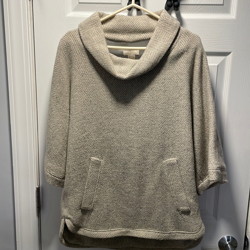 J Crew herringbone cowl neck poncho cape sz. S